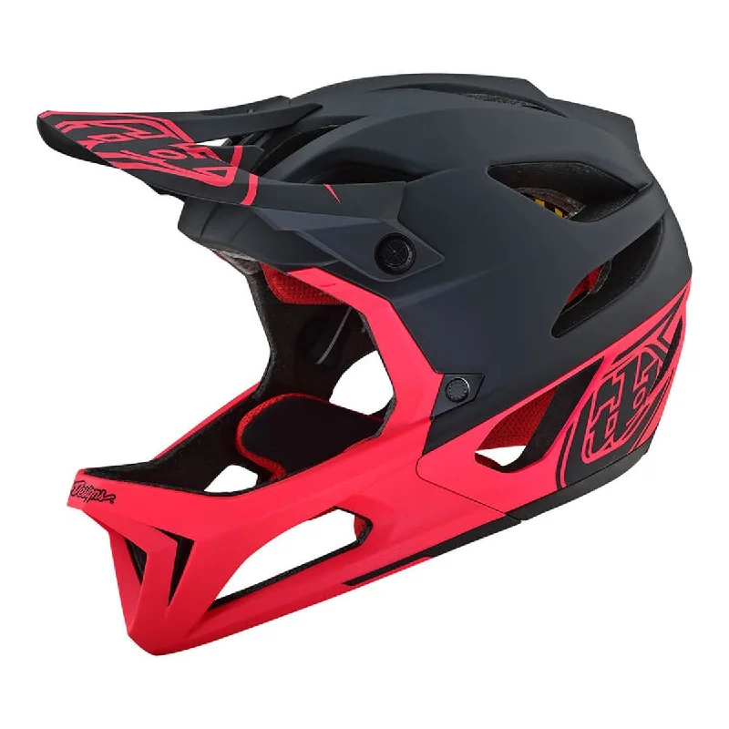 Bicycle helmet international shipping-Troy Lee Designs Stage MIPS Enduro Full Face Helmet - Stealth - Black-Pink