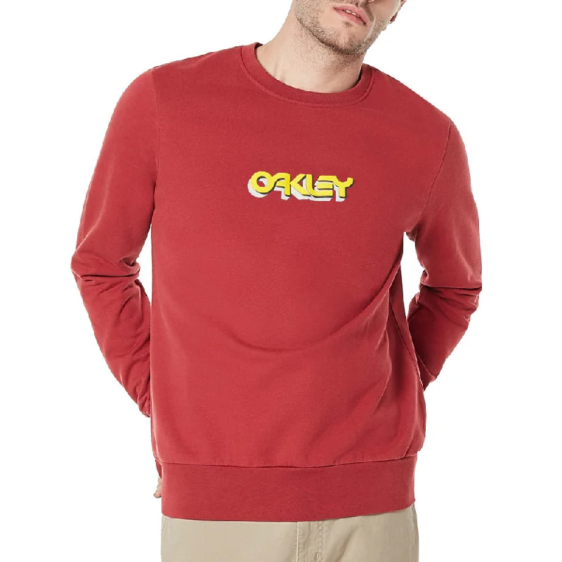 cycling clothing for off-road trails-Felpa Oakley Tridimensional Crew - Rosso