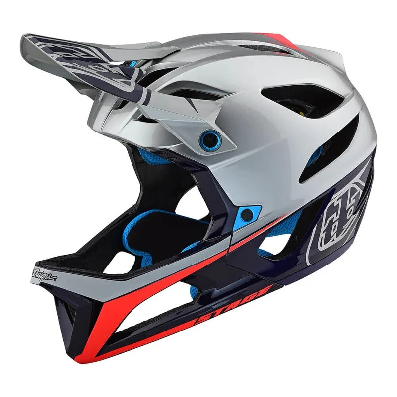 Bicycle helmet energy efficient-Troy Lee Designs Stage MIPS Enduro Full Face Helmet - Race - Silver-Navy