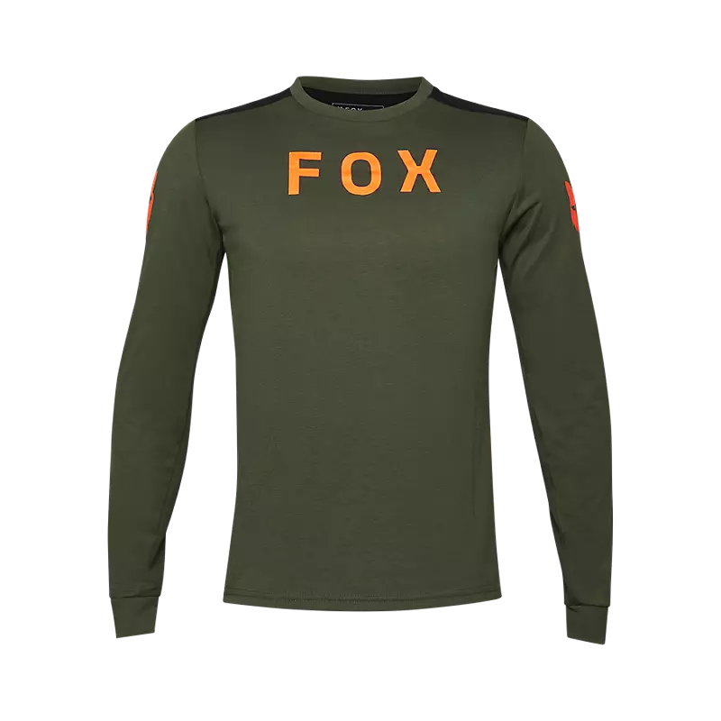 cycling clothing for cool evenings-Fox Racing Ranger Dri Release Long Sleeve MTB Jersey - Aviation - Dark Sage