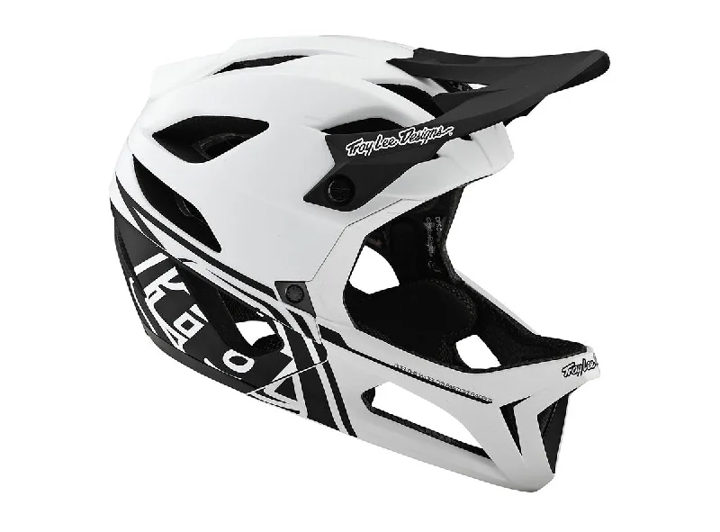 Bicycle helmet warranty-Troy Lee Designs Stage MIPS Full Face Helmet - Stealth - White - 2019