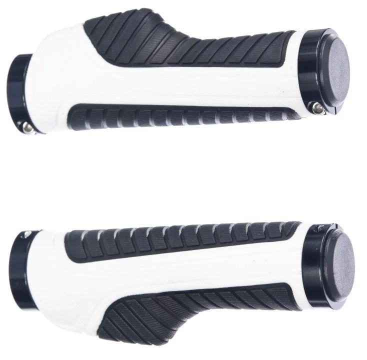 solid color touring bicycle grips-High Quality Handlebar Grips With Ergonomic Lock On - Black and White 130mm