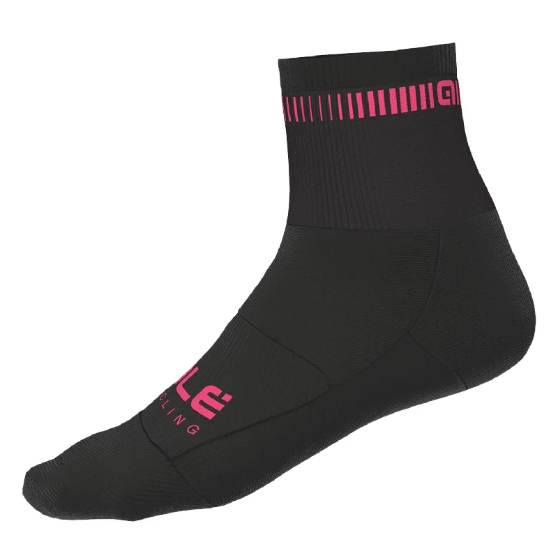 cycling clothing with no friction-Calze Ale Logo Q-skin - Nero rosa