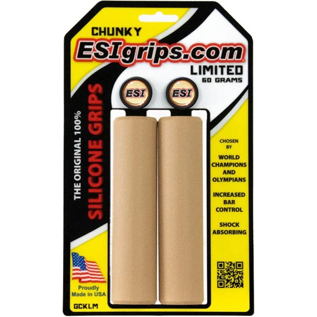 adult mountain bike grips-ESI Chunky MTB Silicon Grips - Tan