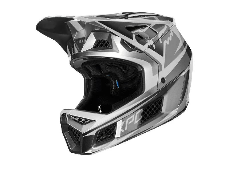 Bicycle helmet injury prevention-Fox Racing Rampage Pro Carbon Full Face Helmet - Weld - Metallic Silver - 2019