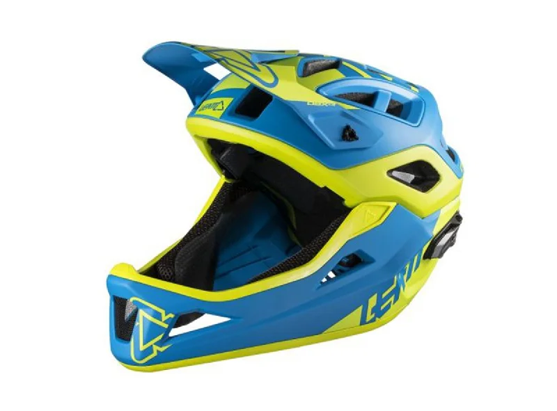 Bicycle helmet seasonal sale-Leatt DBX 3.0 Enduro Full Face Helmet - Blue-Lime