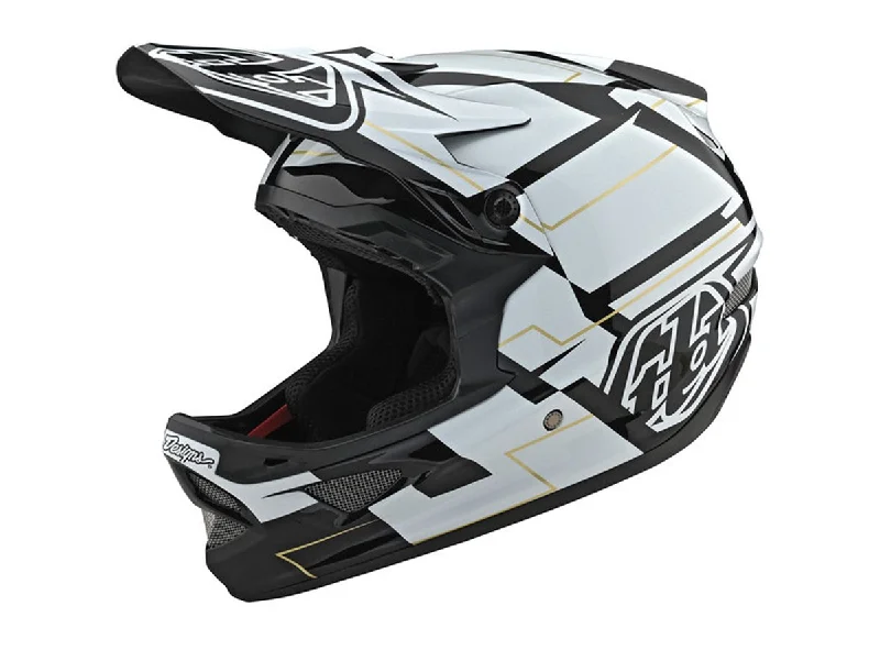 Bicycle helmet for skateboarding-Troy Lee Designs D3 Fiberlite Full Face Helmet - Vertigo - Black-White - 2021