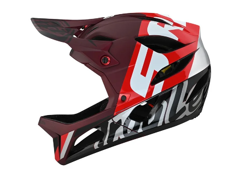 Bicycle helmet trail riding-Troy Lee Designs Stage Full Face Helmet - Nova SRAM - Burgundy - 2021