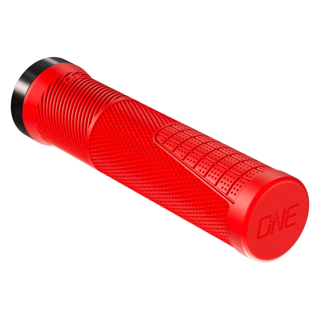 smooth road bike grips-OneUp Thin Lock-On MTB Grips - Red