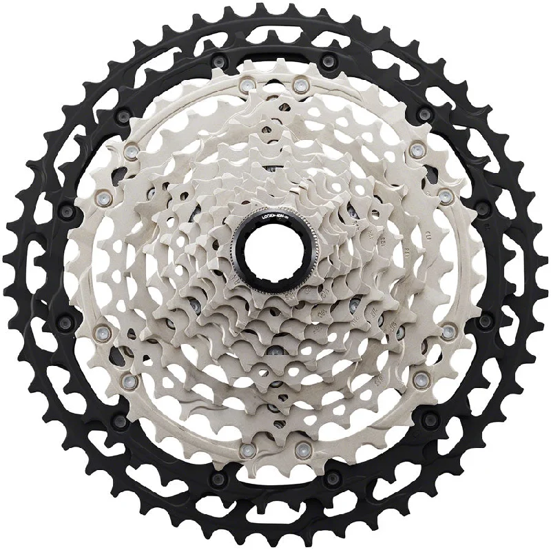 Mountain bike chainstay yoke-Shimano XT CS-M8100 Cassette - 12-Speed 10-45t Silver/Black Micro Spline