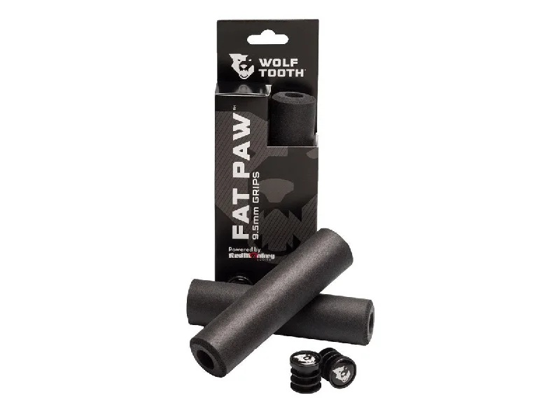 weather-resistant gel bicycle grips-Wolf Tooth Components Fat Paw Grips - Black