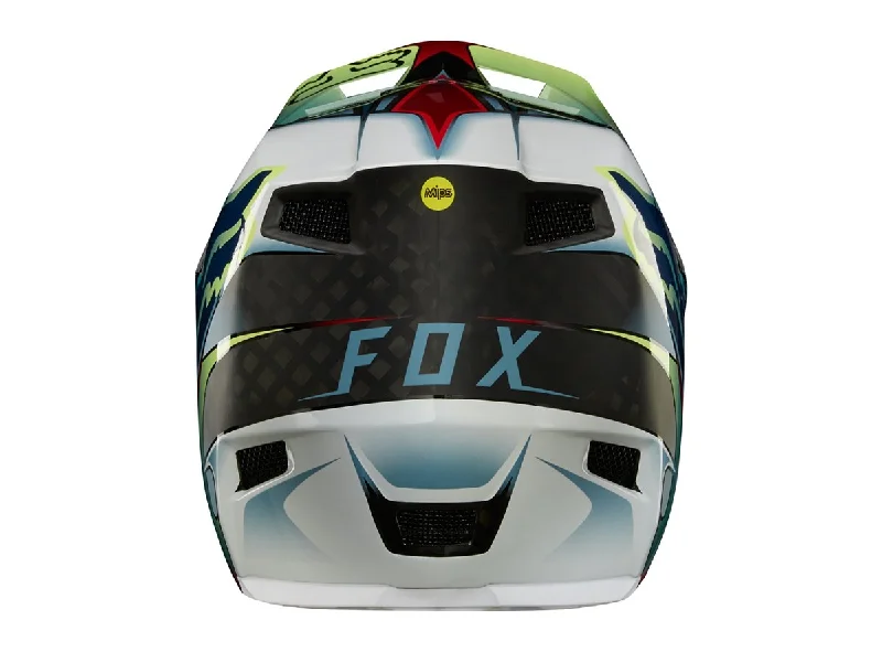 Bicycle helmet rugged-Fox Racing Rampage Pro Carbon Kustom Full Face Helmet - White-Red-Black