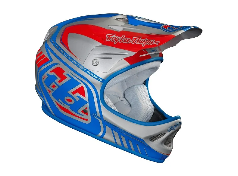 Bicycle helmet brain safety-Troy Lee Designs D2 Delta Full Face Helmet - Silver-Blue