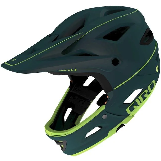 Bicycle helmet design-Giro Switchblade MIPS Full Face Helmet - Matt True Spruce-Citron - 2020