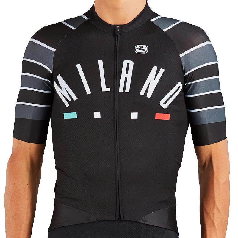 cycling clothing with high collar-Maglia Giordana Scatto Pro Moda Milano - Nero grigio