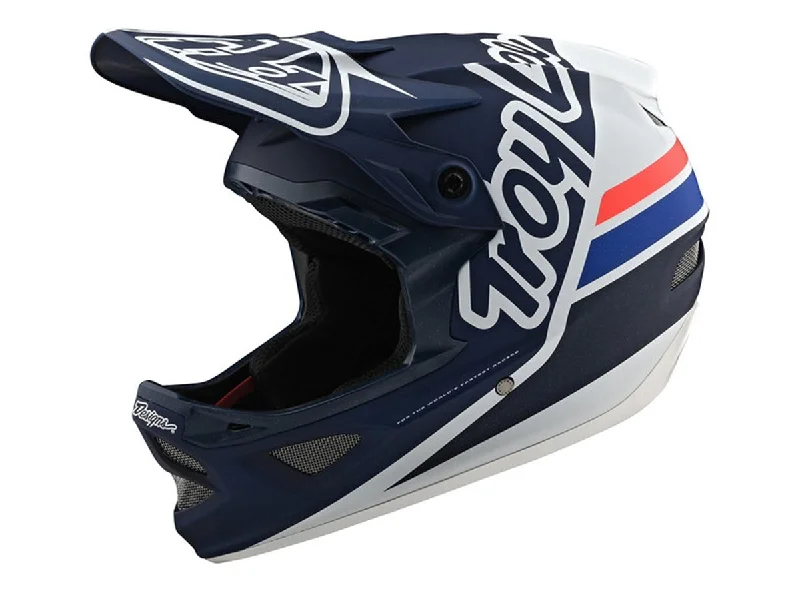 Bicycle helmet folding-Troy Lee Designs D3 Fiberlite Full Face Helmet - Silhouette - Navy-White- 2020