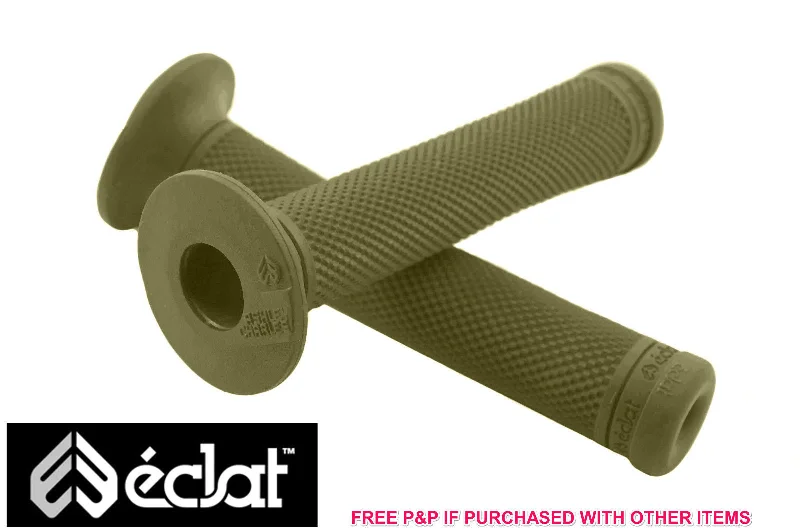 cushioned mountain bike grips-ECLAT ASHLEY CHARLES SIGNATURE BMX HANDLEBAR GRIPS, ELASTOMER RUBBER OLIVE