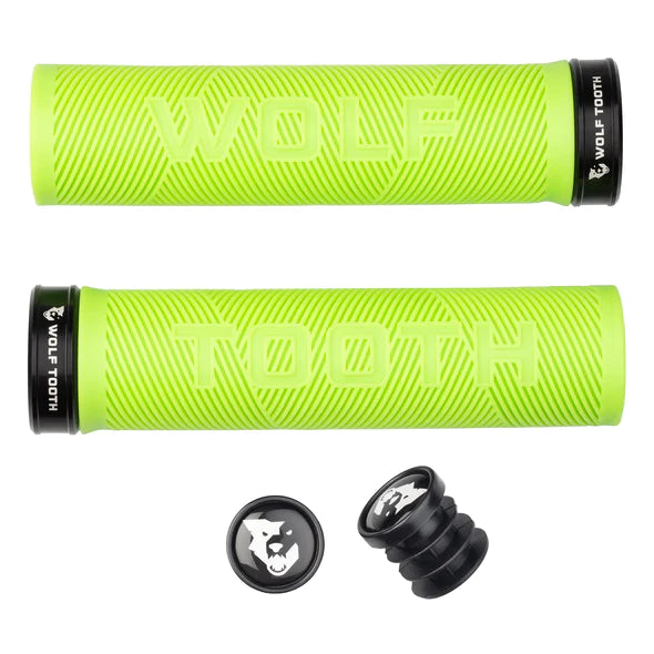 stylish silicone bicycle grips-Wolf Tooth Components Echo Lock-On MTB Grips – Green