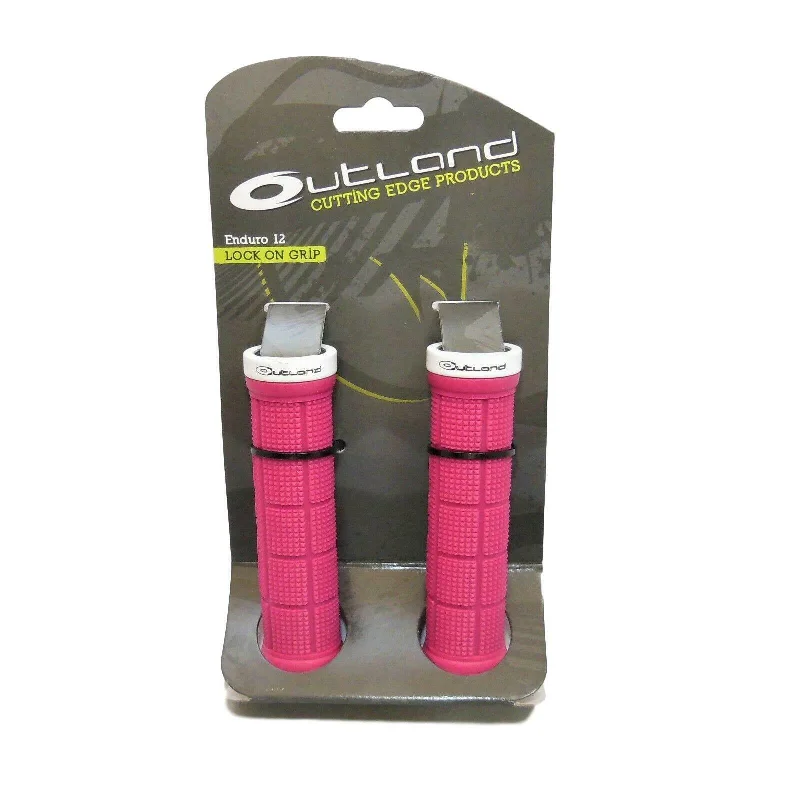 twist-resistant mountain bike grips-Outland Enduro 12 Lock-On Handlebar Grips - Pink