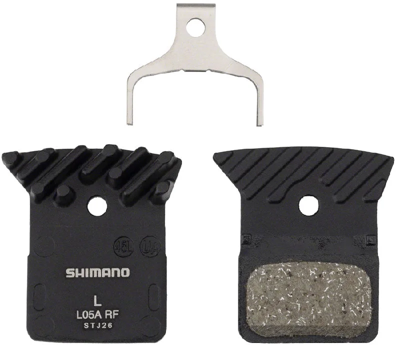 Road bike tire width-Shimano L05A-RF Disc Brake Pad Spring - Resin Compound Finned Alloy Back Plate One Pair