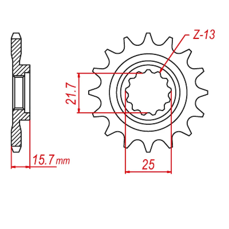 MTX 1535 Steel Front Sprocket #525 (15T) (10-238-15)