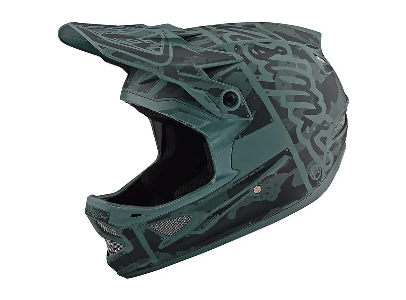 Bicycle helmet certification-Troy Lee Designs D3 Fiberlite Factory Camo Full Face Helmet - Green