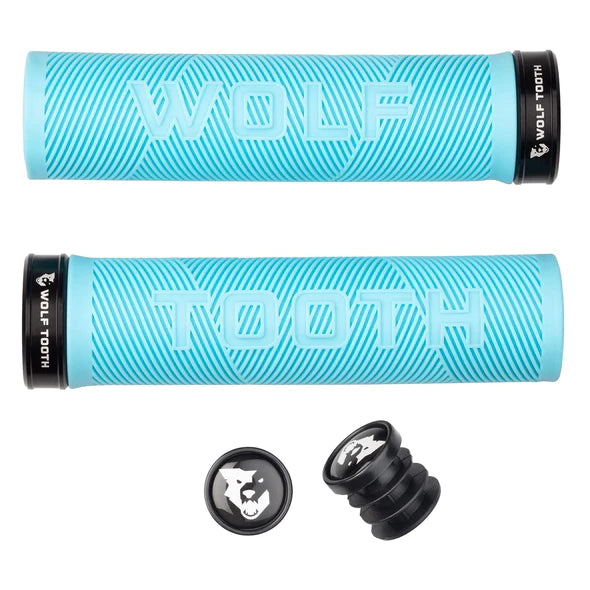 affordable silicone bicycle grips-Wolf Tooth Components Echo Lock-On MTB Grips – Teal