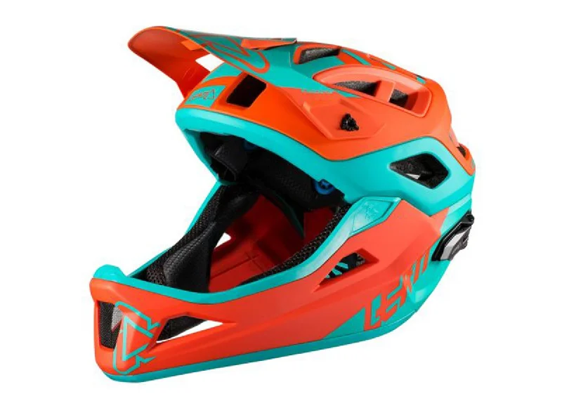 Bicycle helmet reinforced-Leatt DBX 3.0 Enduro Full Face Helmet - Orange-Teal