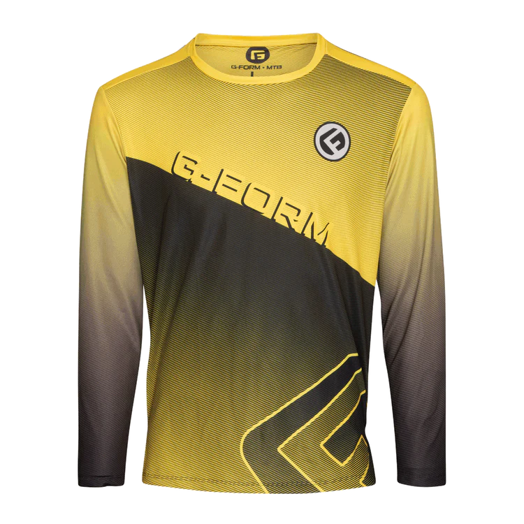 cycling clothing for lightweight packs-G-Form Podium Long Sleeve MTB Jersey - Race Yellow