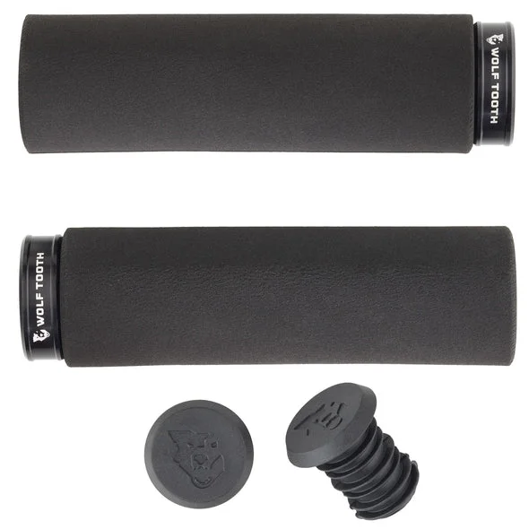 white road bike grips-Wolf Tooth Components Lock-On Fat Paw Grip - Black-Black