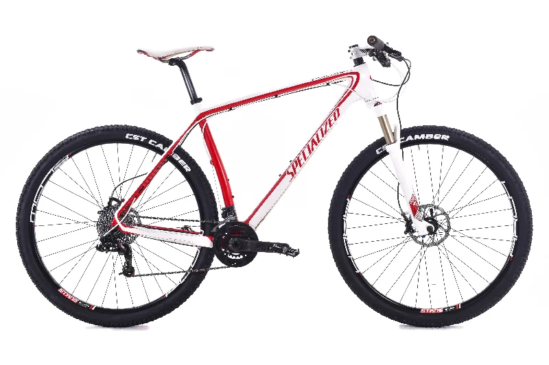 Bicycle spoke tension-USED 2011 Specialized Stumpjumper Expert 29 XL Cross Country Carbon Hardtail Mountain Bike SRAM XO 2x10 speed White