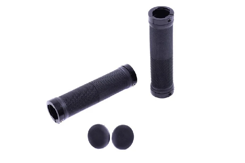 affordable silicone bicycle grips-CLARKS QUALITY DOUBLE LOCK ON BIKE HANDLEBAR GRIPS VICE LOCK WITH PLUG IN ENDS