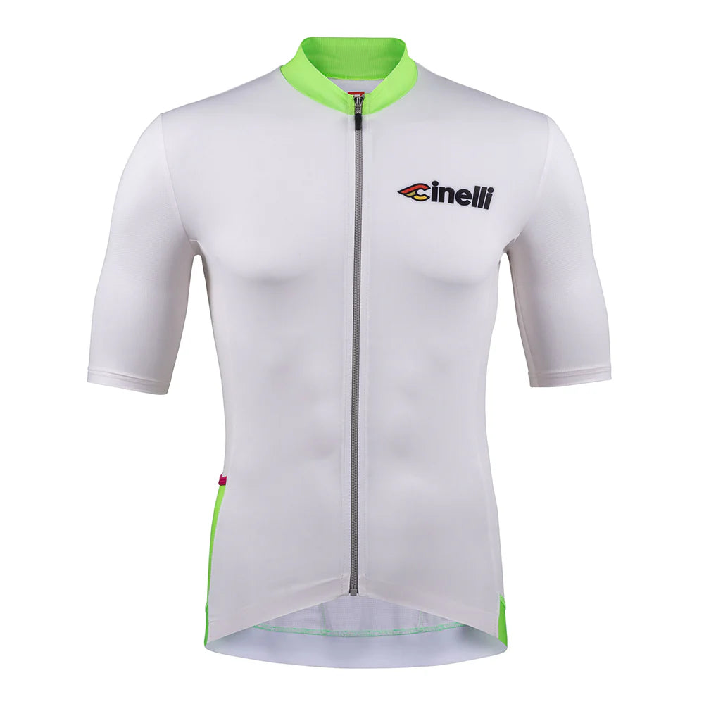 cycling clothing with snug fit-Maglia Cinelli Tempo - Bianco verde