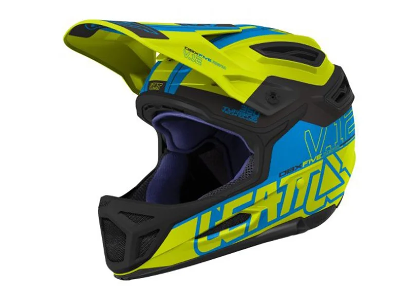 Bicycle helmet biodegradable-Leatt DBX 5.0 V12 Full Face Helmet - Lime-Blue