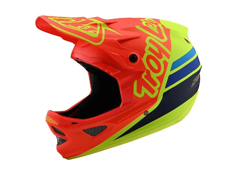 Bicycle helmet waterproof-Troy Lee Designs D3 Fiberlite Full Face Helmet - Silhouette - Orange-Yellow - 2020